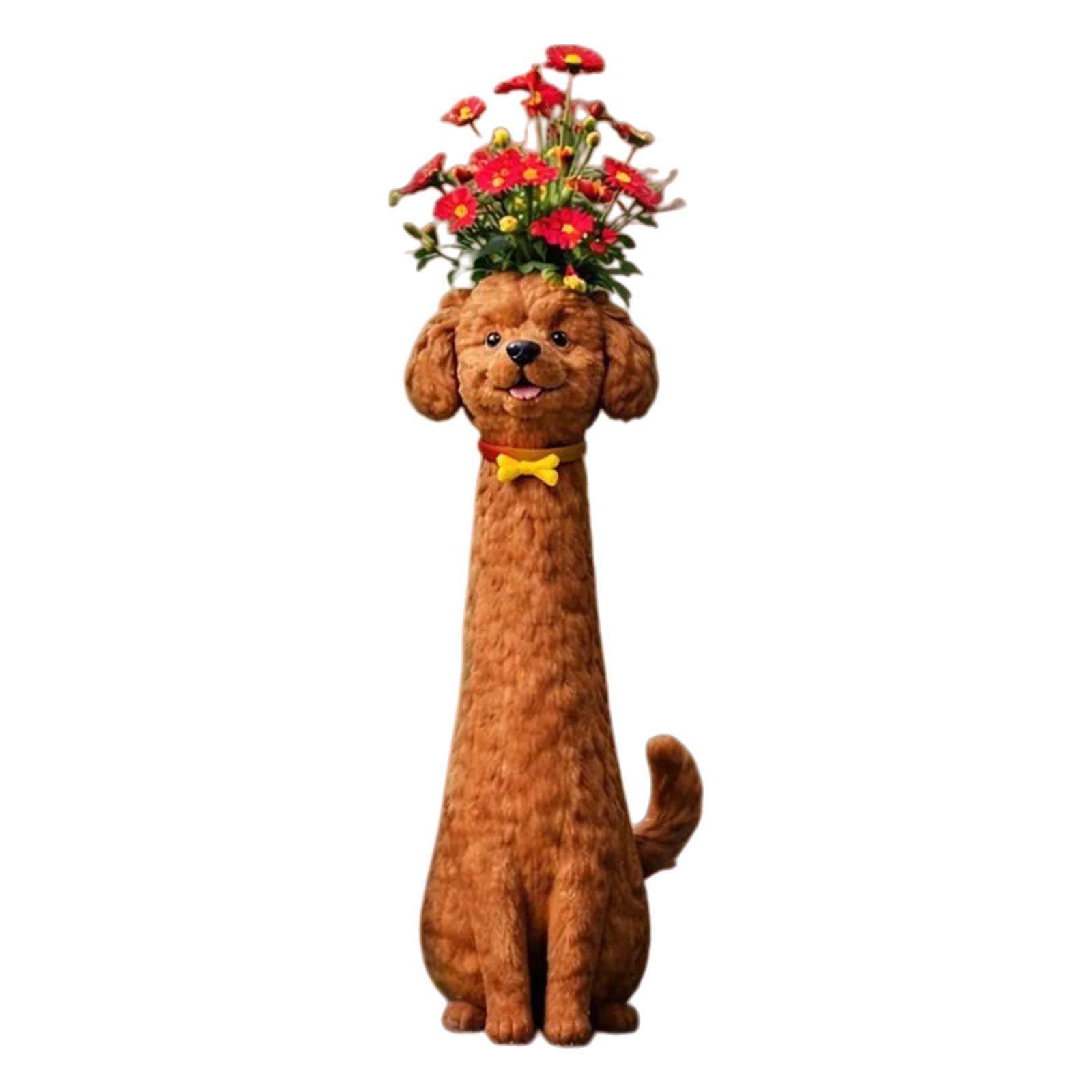 

7.5 Inch Cute Dog Planter Handcrafted Dog Figurine Vase Animal Shaped Flower Vase Pet Lover Gift for Whimsical Home Decor