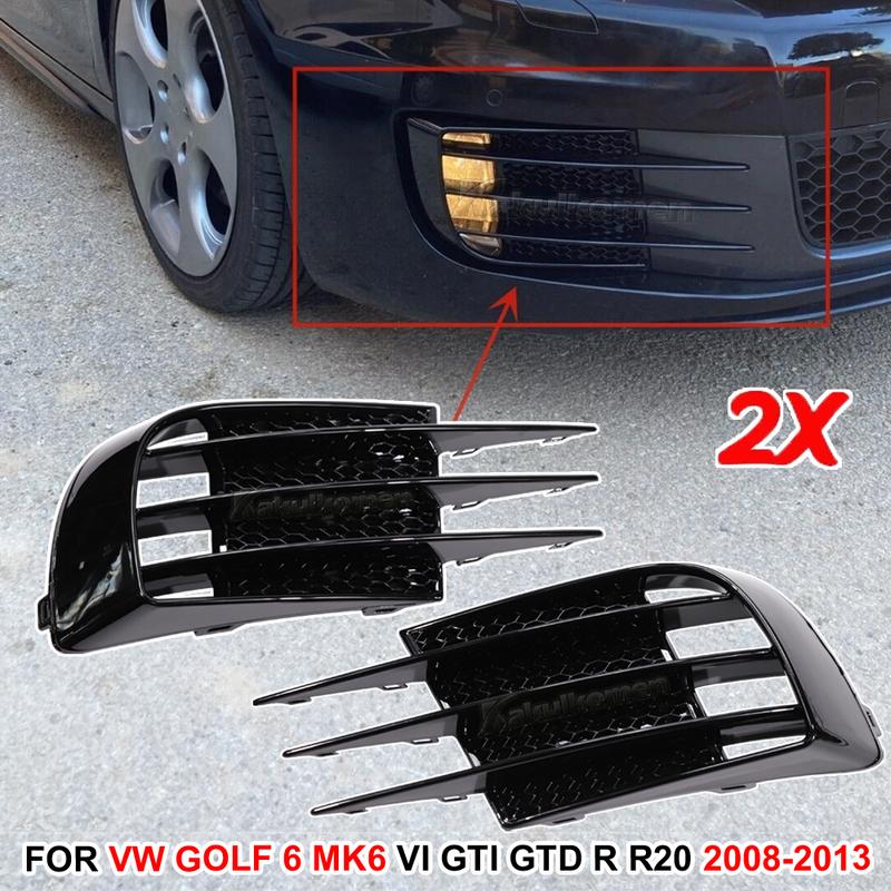 For Volkswagen VW Golf 6 MK6 VI GTI GTD R R20 2008-13 Front Bumper Fog Lamp Grille Spoiler Fog Light Eyebrow Eye Wind Knife Trim