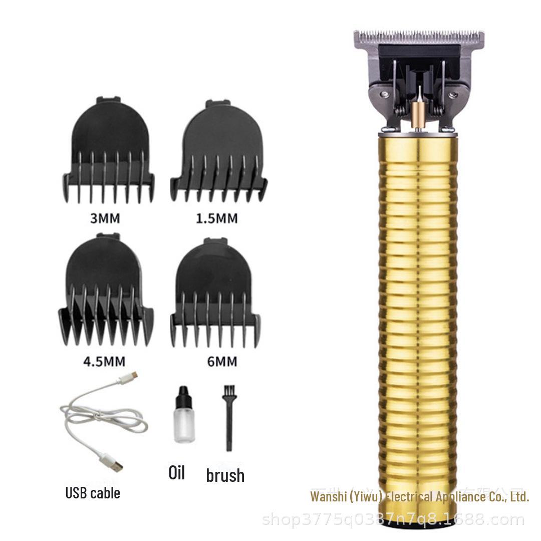 

USB T-Blade Retro Hair Clipper - Инструмент для карвинга и бритья с полностью металлическим дизайном для стильных стрижек Threaded золотой