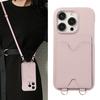 Long Lanyard Vertical Cards Solt Leather Wallet Case For iPhone 15 Pro Max 14 Plus 13 Mini 12 11 7 SE 2022 Crossbody Skin Cover