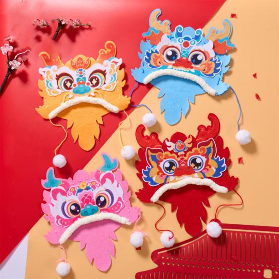 Dragon Head Hat Material Kit Non-woven Fabric Chinese New Year Spring Festival Photo Prop DIY Kids Handmade Cartoon Dragon Head Hat