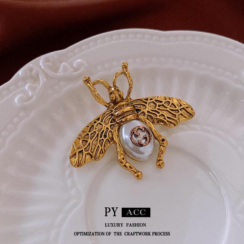 Vintage Retro Méh Gyöngy Bross Ékszer - Klasszikus Női Divatkiegészítő