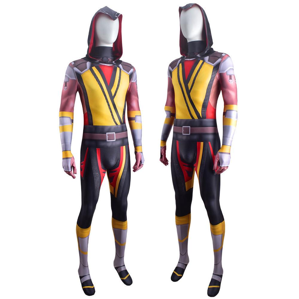 Mortal Kombat Scorpion Character Role Play Suit With Elastane For Cosplayers