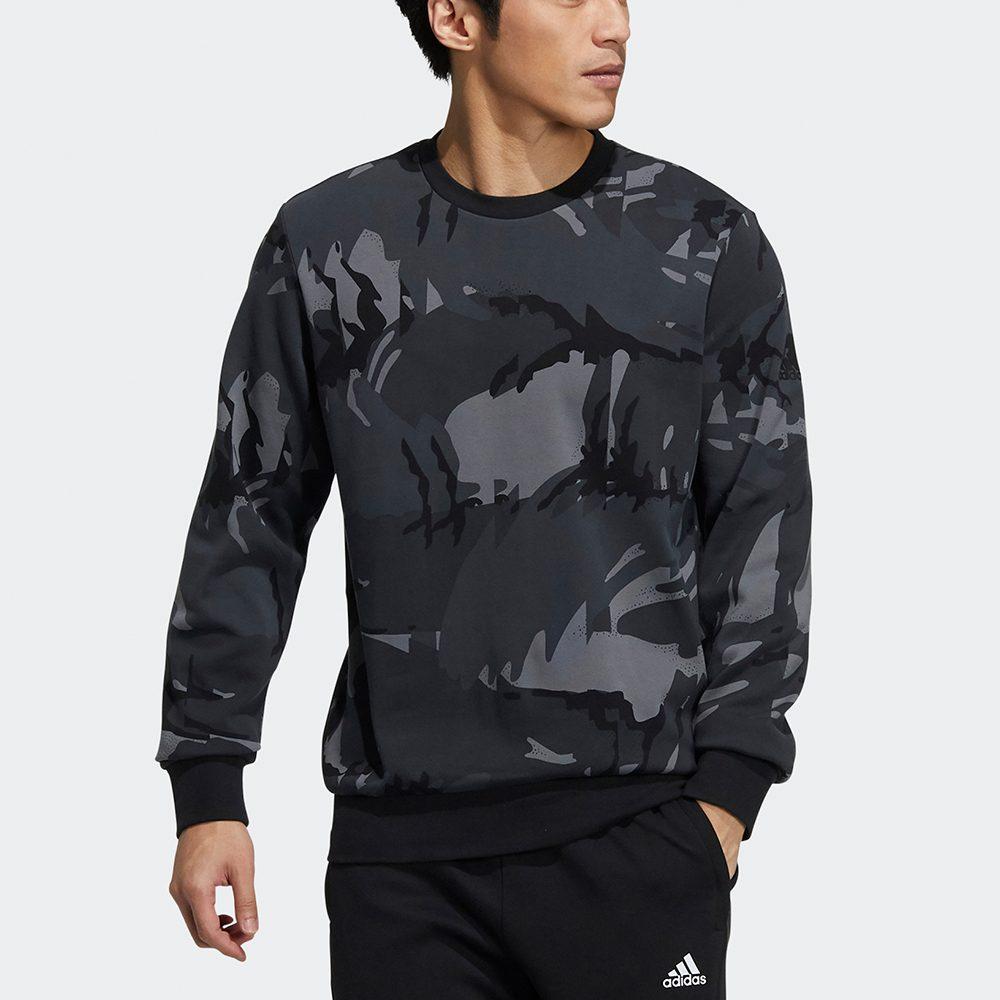 Adidas Sweatshirts Men's Dark Gray Crew Neck Moderate Regular H65646