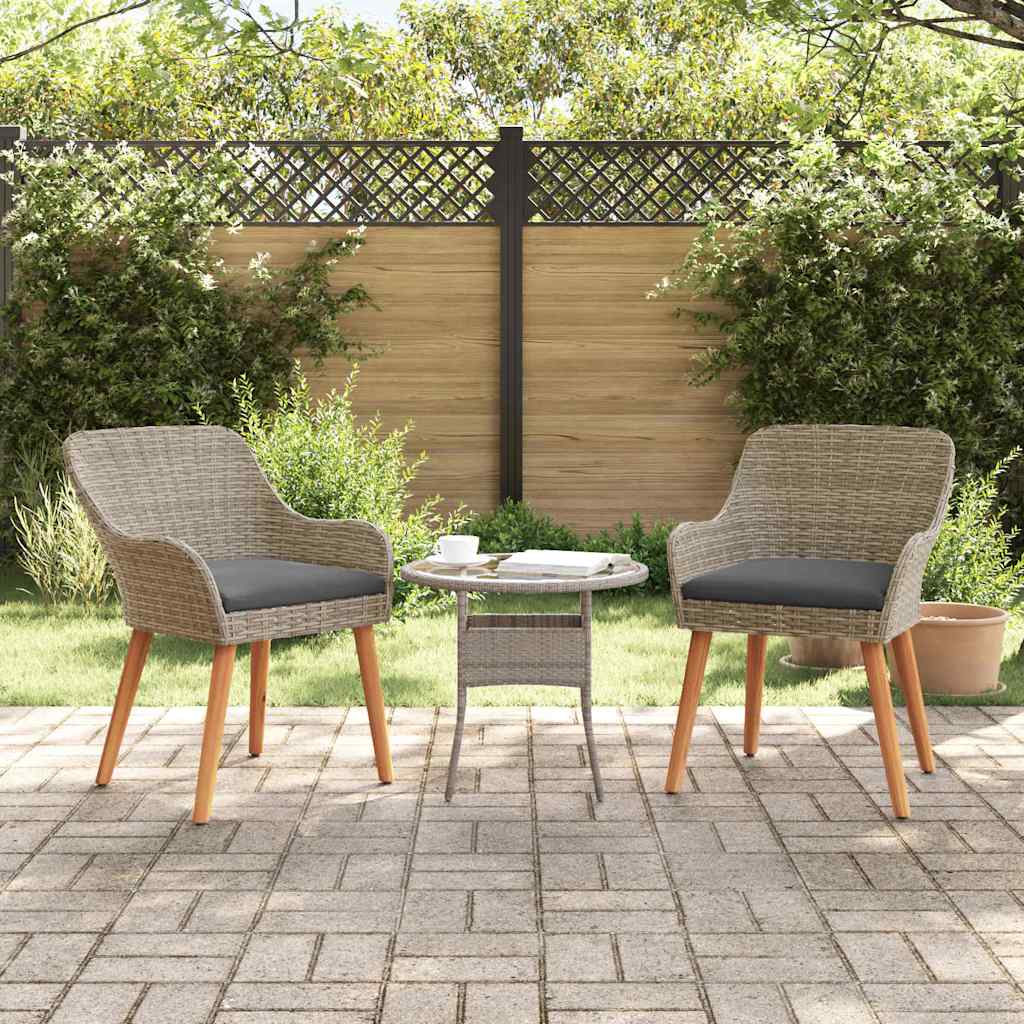 Garden Chair 2 Pcs Black 62.5 X 55 X 82 Cm Poly Rattan