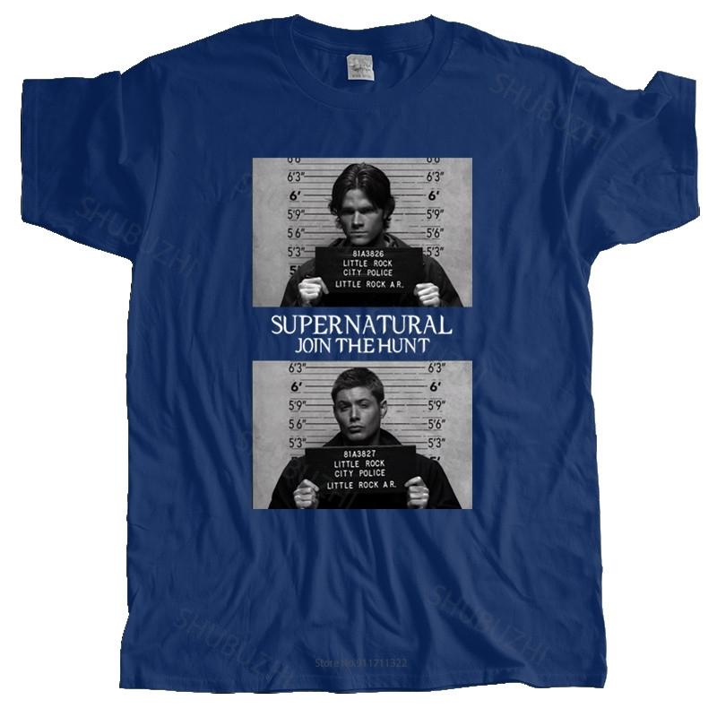 Cotton Tshirt Mens Summer Tops Supernatural Mugshot's T Shirt Supernatural Mug Mugshot Sam Dean Winchester Sam Man Brand T-shirt