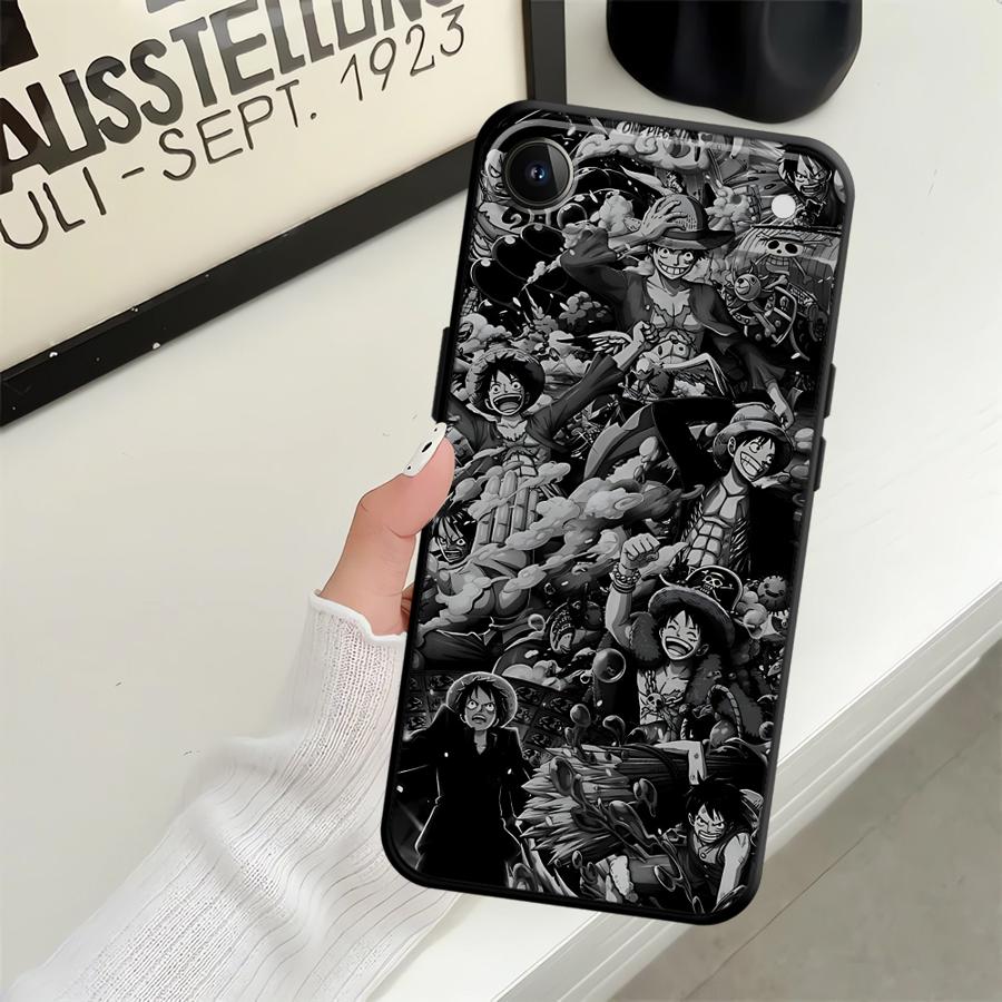 Ones Pieces Luffys Gear 5 Case for iPhone 15 16 14 Plus 13 12 11 17 Pro Max Air XS Max XR 7 8 Black Soft Phone Cover