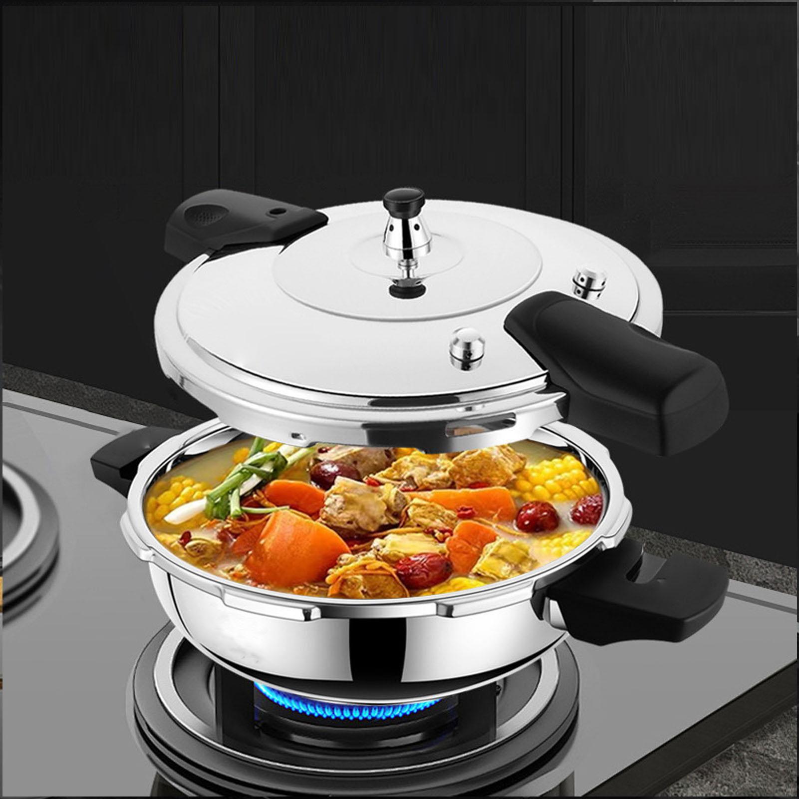 Igeteck Stainless Steel Pressure Cooker With Auto Pressure Detection 80Kpa Dual Handle 3L Heat Conduction Pot For Electric Gas 9.45In