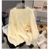 Round Neck Twist Knitted Sweater for Women in Autumn and Winter Design Red Sweater with Gold Ingot Embroidery