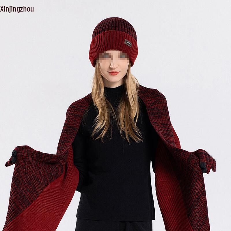 Зимний теплый вязаный комплект: шапка, перчатки и шарф