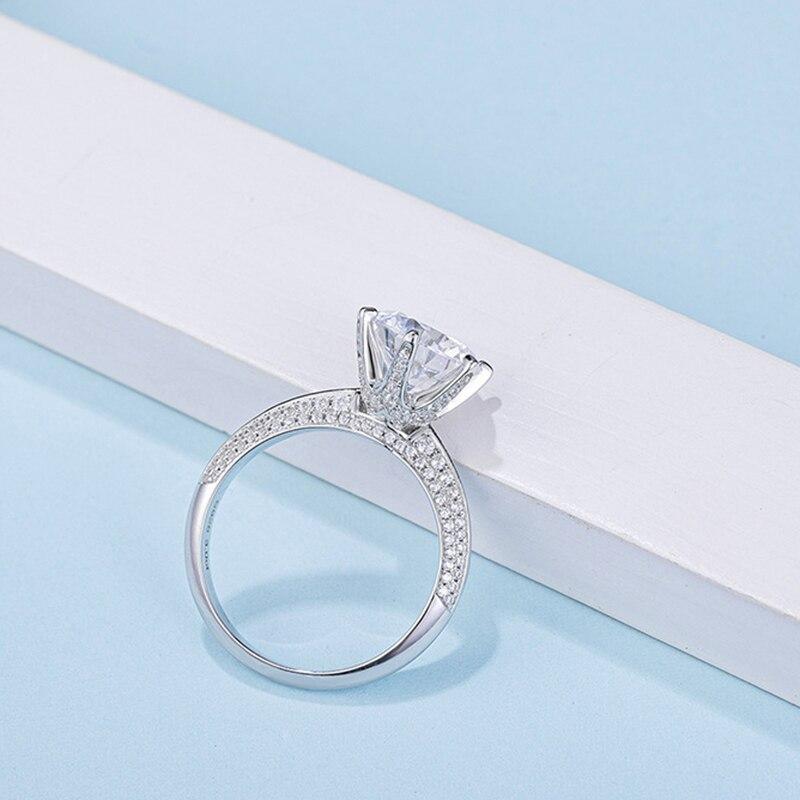 5 karat Moissanite vigselringar för kvinnor 925 Sterling Silver Eternity 18k vitguldpläterade bandförlovningssmycken