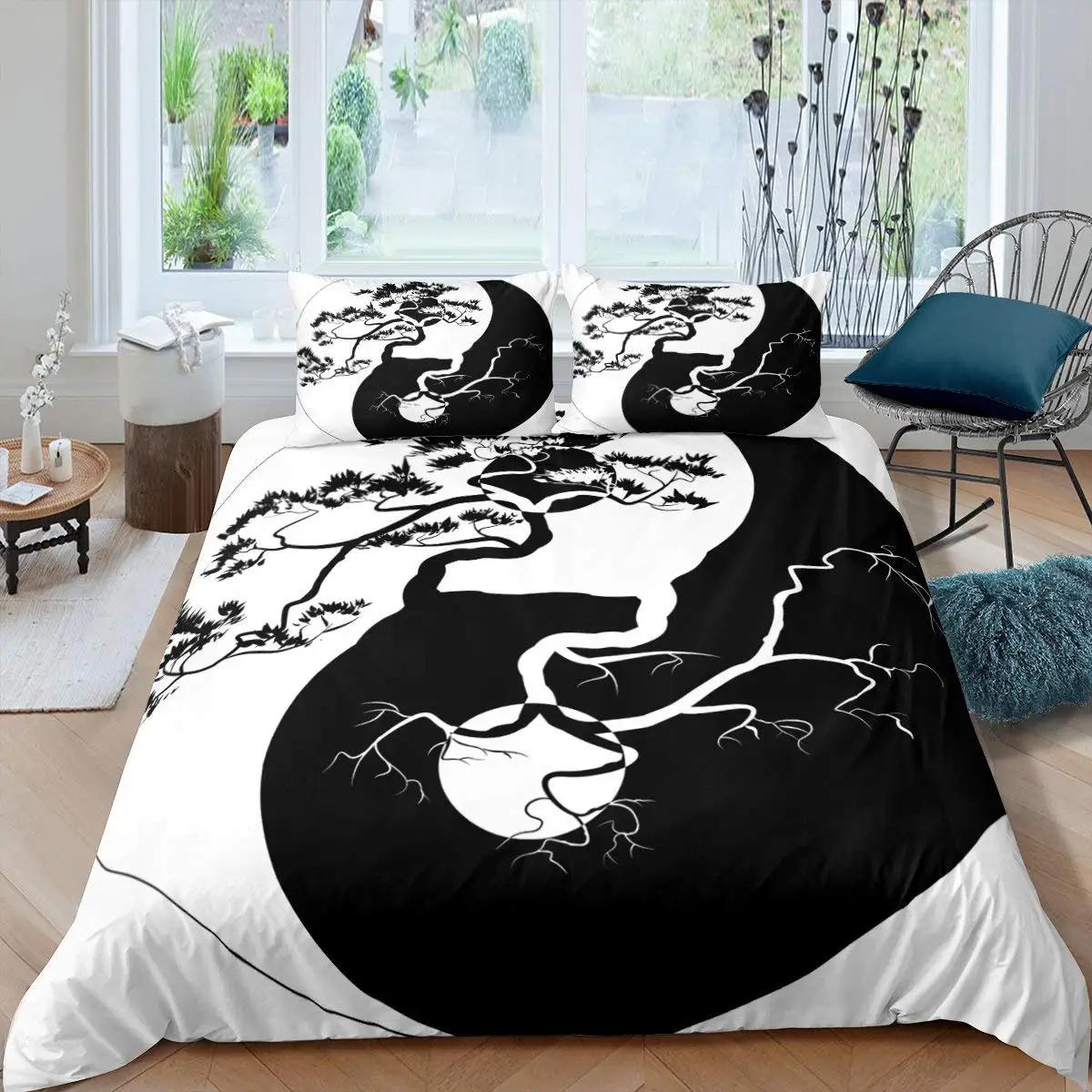 

Комплект пододеяльников Инь-Ян в стиле бохо Trippy Art Twin Одеяло Gossip Traditional Ying Yang Theme King Size Полиэстеровое одеяло 70x133cm 2pcs