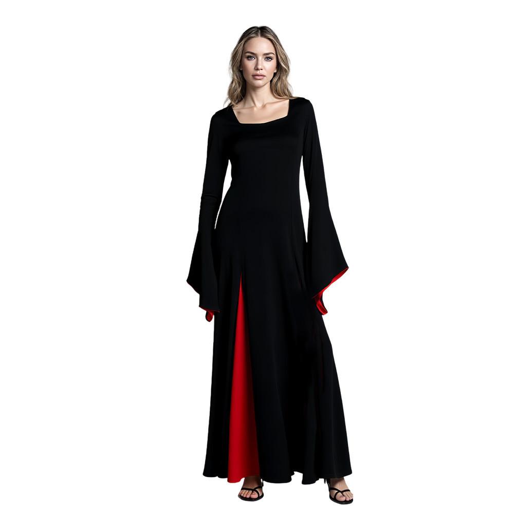 The Addams Family Morticia Addams Cosplay Costume With Polyester Fabric For Halloween Dressup For Women