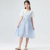 Modisches Baumwollkleid für Mädchen für den Sommer, Kinder-Prinzessinnenblaues, doppellagiges Kleid