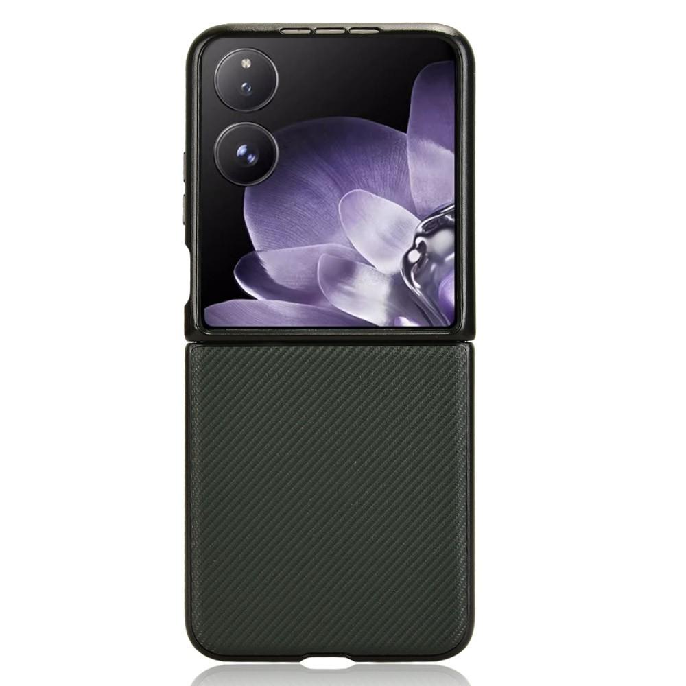 Etui dla Xiaomi Mix Flip 2 Tekstura włókna węglowego Wstrząsoodporne PU+PC Pokrowiec na telefon