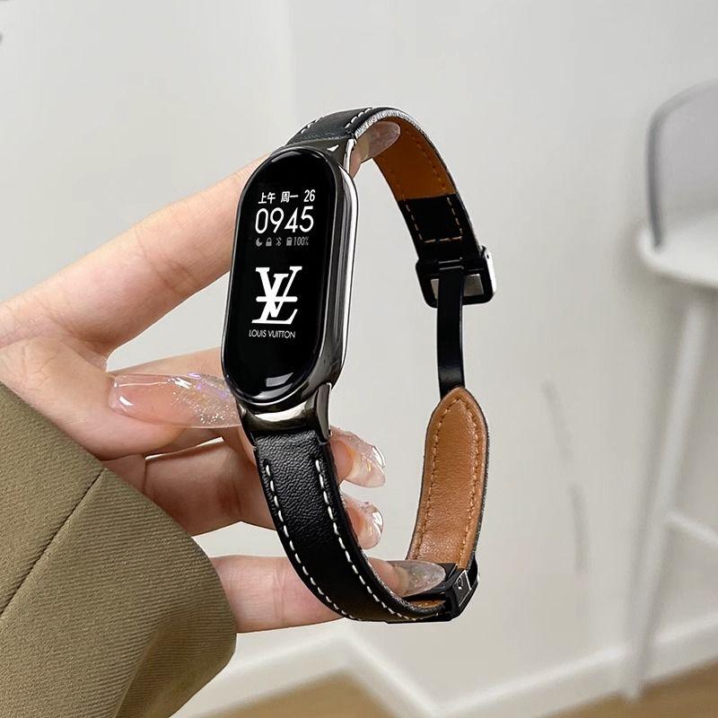 

Ремешок для часов Mi Band 8 XIAOMI Band 8, магнитный ремешок из натуральной кожи, сменный браслет, новая мода в стиле панк For MiBand 8 дубильная кора