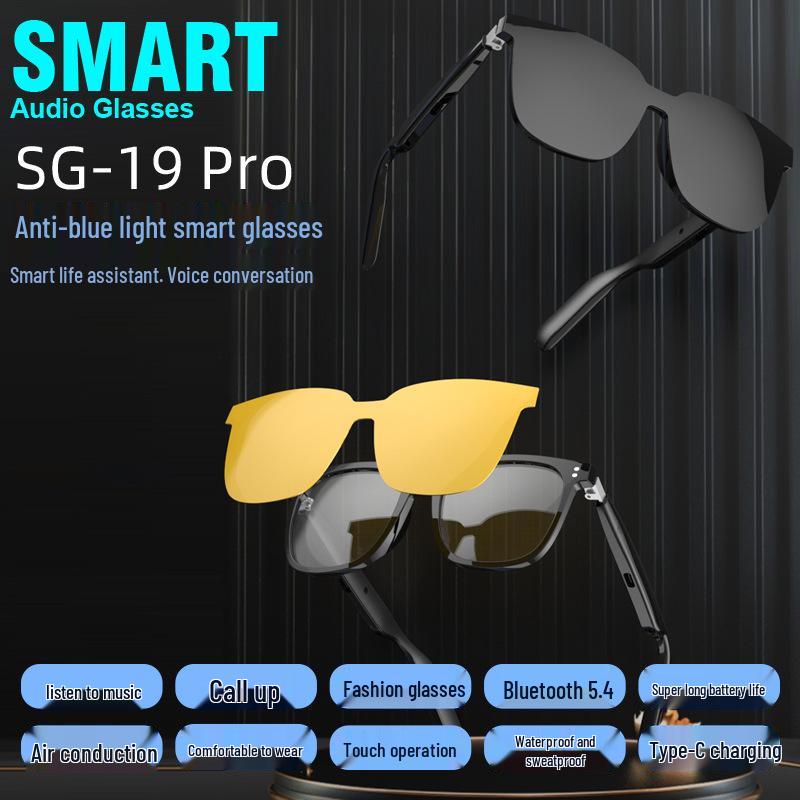 SG19PRO Smart Bluetooth Sunglasses: Magnetic Polarized Night Vision & Anti-Blue Light Glasses
