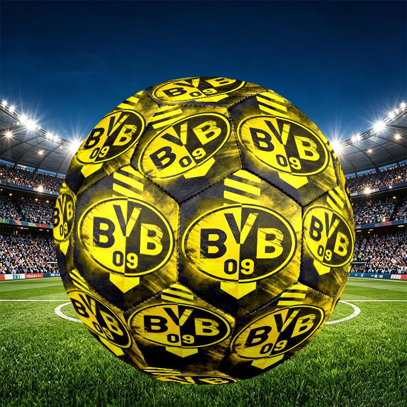 Borussia Dortmund Print Size 5 Soccer Ball, PU Wear Resistant Football for Match Training and Daily Practice, Birthday Gift for Soccer Fans