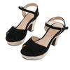 Fashion 2025 New Summer Open toed European and American Style Large Round Head Solid Color Buckle High Heel Sandals for Women