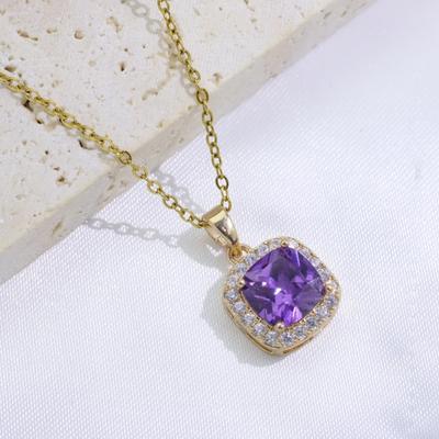 Square Pendant Necklaces for Women Fashion Zirconia Necklace Wedding Party Jewelry Accessories