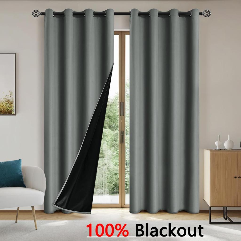 1Pc Solid Color Full Shading And Sun Protection 100% Blackout Curtains, Bedroom And Living Room Shading Curtains