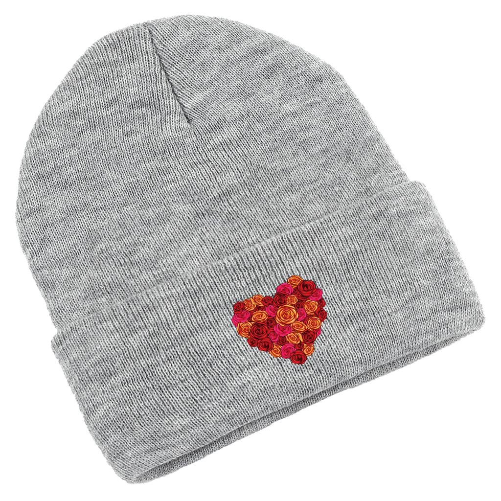Rose Heart Print Winter Hats Knitted Cap Beanie Unisex Cancer Chemo Elastic Knit Hat Beanie Perfect For Urban Style