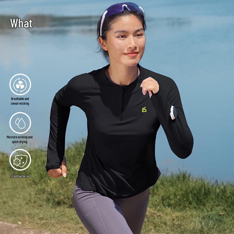

Yuebu Women s Anti-Bacterial Quick-Dry Half-Zip Long-Sleeve Sports Top