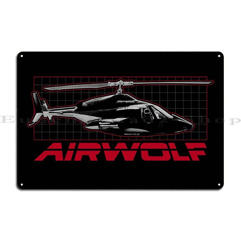 Metalowe znaki Airwolf Design Rdzawe tablice garażowe Klubowy plakat cynowy