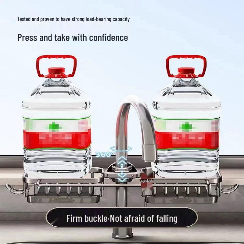 Space Aluminum Sink Organizer with Dishcloth Holder & Drain Tray