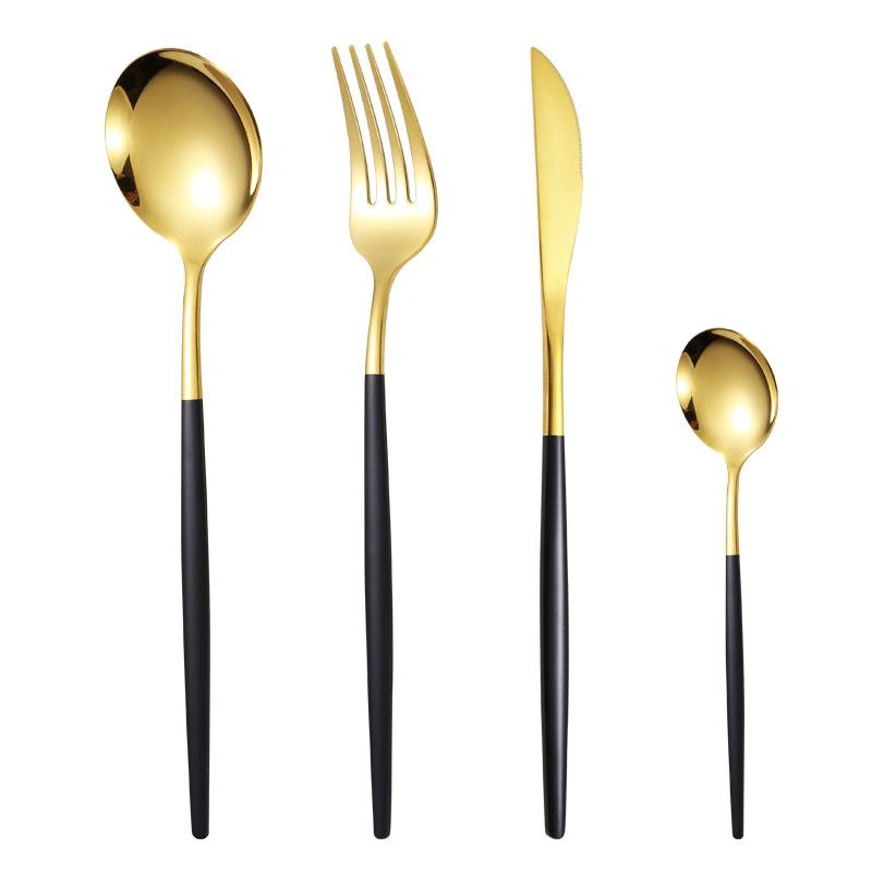 Stainless Steel Tableware Set, Knife, Fork, Spoon, Non-Slip, Kitchenware, Gift Box, Kitchen Dishes, Full Sets, 24 Pcs