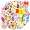 50 Macaron Cones Ice Cream Popsicles Cartoon Graffiti Stickers Easy Tear Small Handles Stickers Diary Decoration