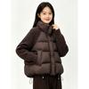 Womens Short Loose Fit Stand Collar Knit Patchwork Down Cotton Jacket Winter Warm Outerwear