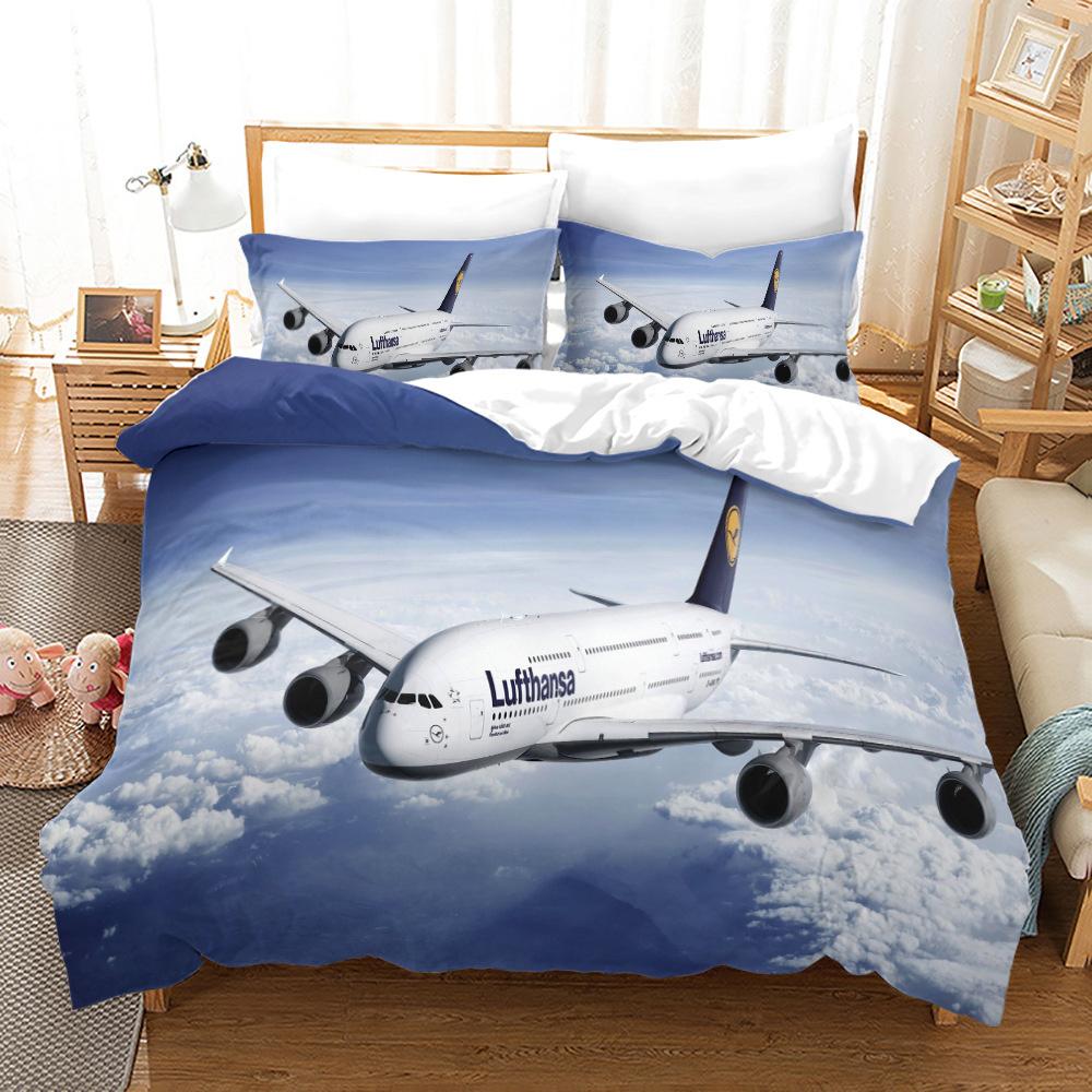 Airplane Duvet Cover Set King Queen Size for Kids Children Teens Aviation Aircraft Sky Bedding Set Polyester Comforter Cover