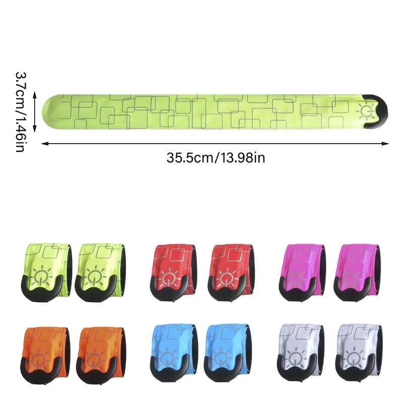 2Pcs Reflective LED Light Bracelets Wearable Running Arm Belt LED Wristband Rechargeable LED Armband for Running Walking
