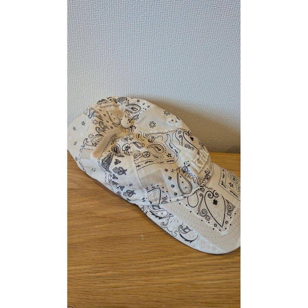 Used KITH Paisley pattern cap bandana pattern beige New Era white Kiss