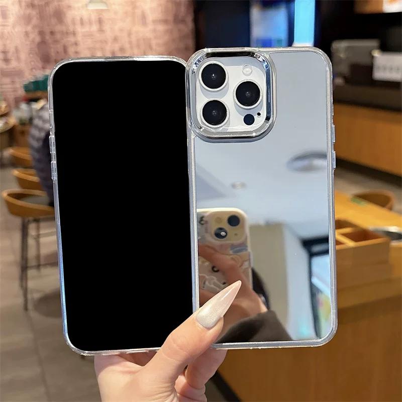 Anti-drop Silver Electroplated Makeup Mirror Phone Case for Infinix HOT 60 5G 60i Pro Pro+ 50 50i 40 40i 30i NFC 30 20i 20 & More Models