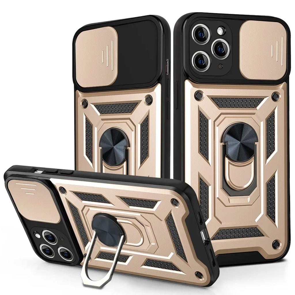 Cases For iPhone 16 15 14 13 12 11 Pro Max Plus Mini XR 8 7 Plus SE Shockproof Armor Slide Camera Lens Protection Cover