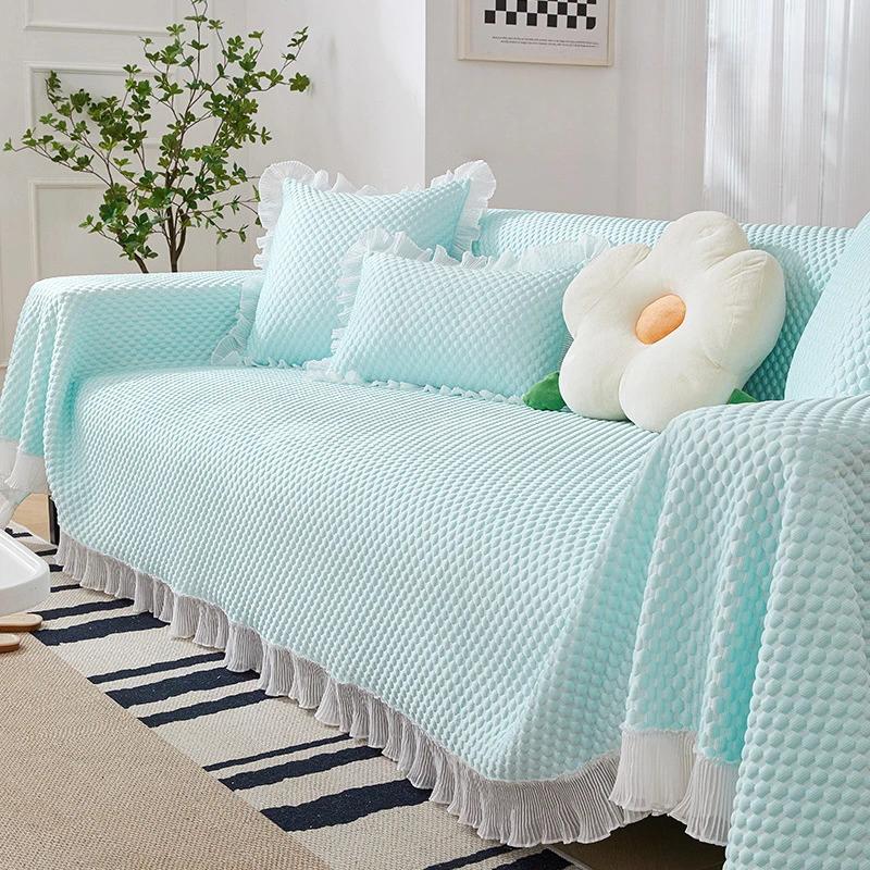 Couch Cover Little Fresh Sofa Cushion Cover Non-slip Lace Sofa Towel Soft Protective Case Ice Silk Sofa Cover Summer Couch Mat