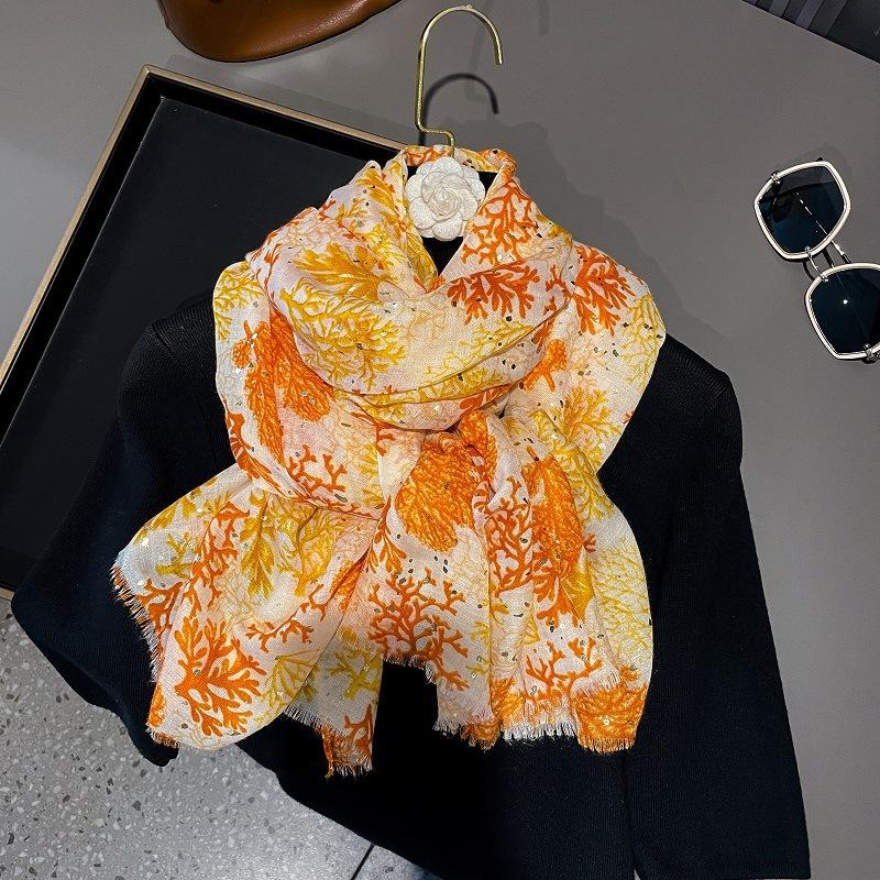 New Fashion Lurex Snow Floral Viscose Soft Scarf Boho Chic Thin Fringe Shawl Women Perfect For Travel & Casual Muslim Hijab