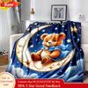 Cartoon Bear Flannel Blanket - Soft Warm Sofa Office Bed Camping Travel Lunch Break Blanket All-Season Multi-Purpose Gift Poly