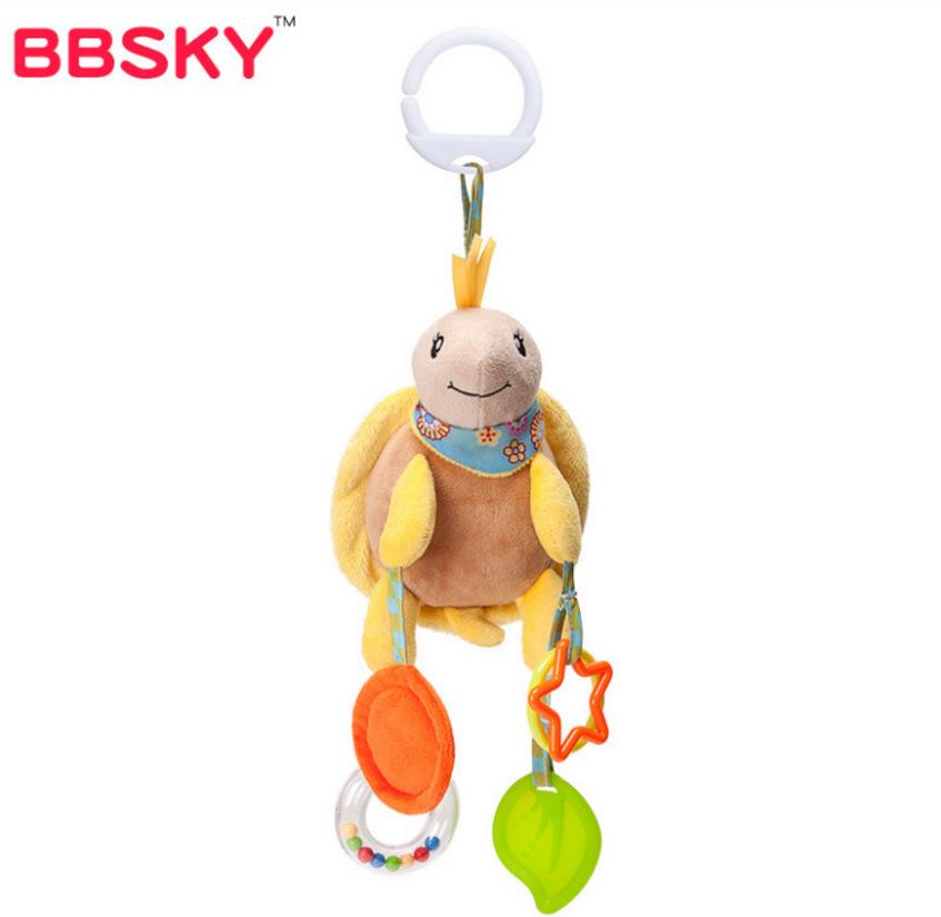 BBSKY Adorable Cartoon Animal Baby Crib Mobile & Teething Plush Rattle Toy