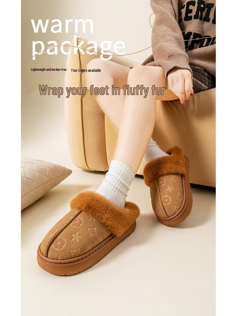 Big Brand Unisex Waterproof Faux Leather Non-Slip Indoor/Outdoor Warm Slippers with Soft Sole & Plush Lining