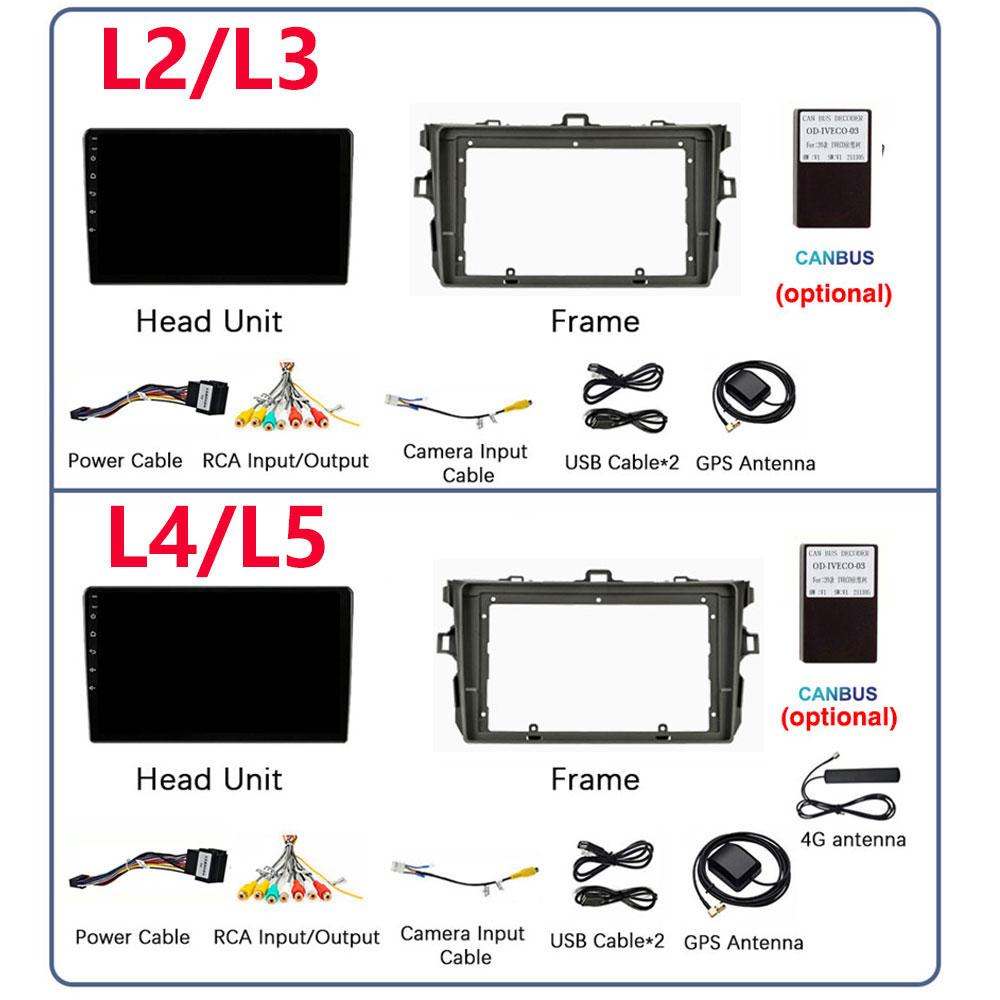 9" Android14Car Stereo Radio for Toyota Corolla E140/150 2007 2008 2009 2010 2011 2012 2013 Multimedia Player 2 Din DVD Speaker