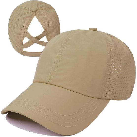 HGGE Womens Criss Cross Ponytail Baseball Cap High Messy Bun Ponycap Trucker Hat Quick Drying Mesh Dad Hat for Outdoor Sports
