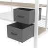 Bunk Bed 90x200 & 140x200 Cm LED Lighting USB Ports Drawers Shelves Hanging Shelves Metal Frame White (without Mattress)