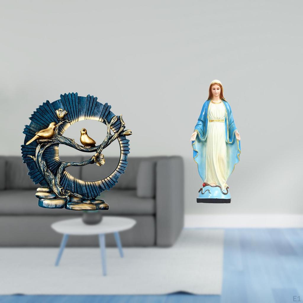 Graceful Resin Lady Ornament for Living Room And Bedroom Decor Mary Catholic Sculpture Desk