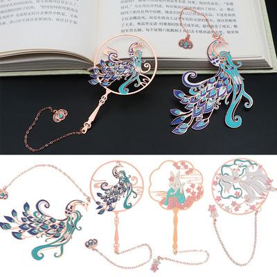 Stationery Koi Metal Tassel Pendant Brass Bookmark Book Clip Pagination Mark Group Fan Shape