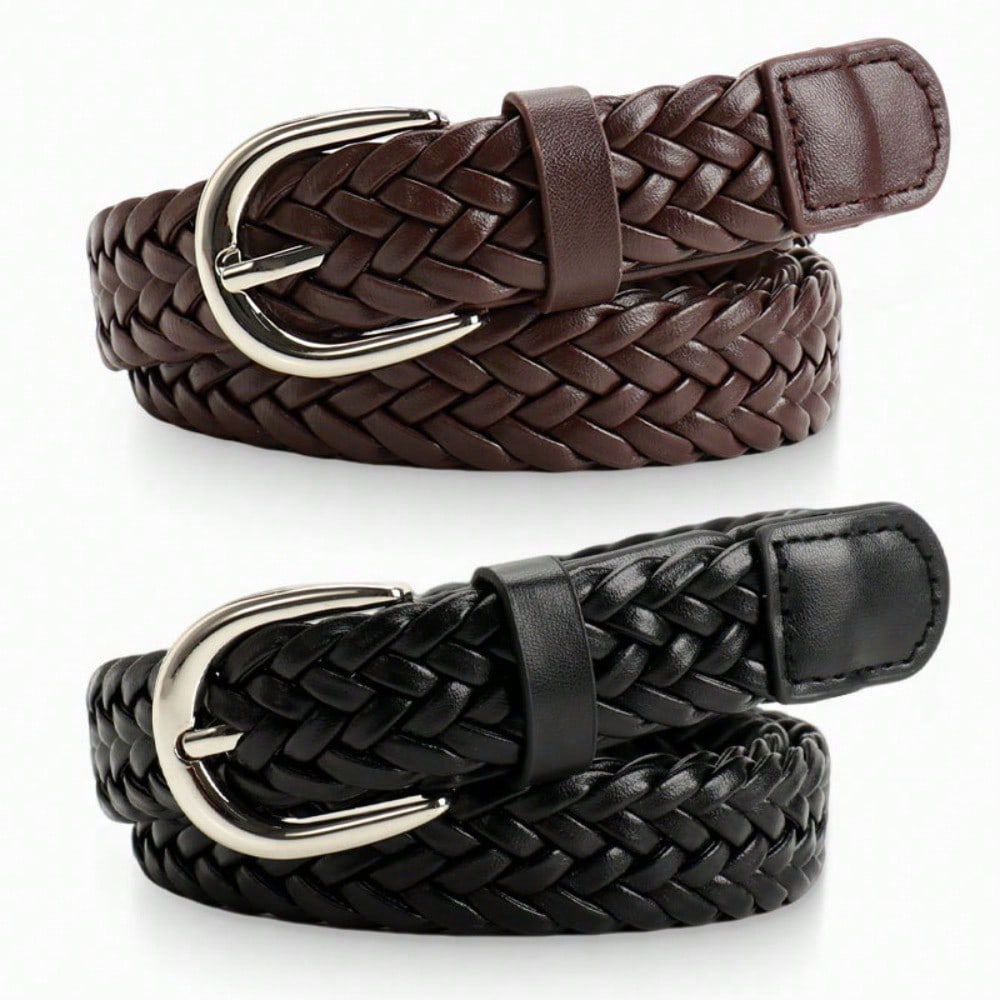 Commuter Belt Women's Non-punching Woven Women's Belt Decorative Dress Jeans Belt