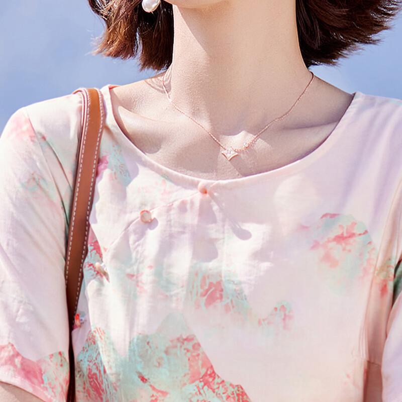 Pastel Women's Summer Round Neck Printed Casual Dress