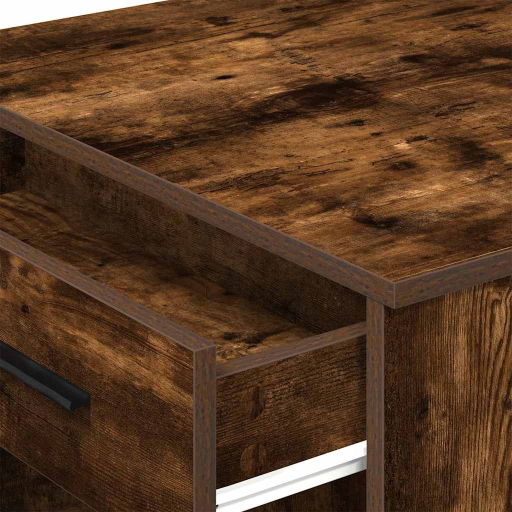 Desk with Drawers and Shelf Smoked Oak 102 x 62 x 77.5 cm